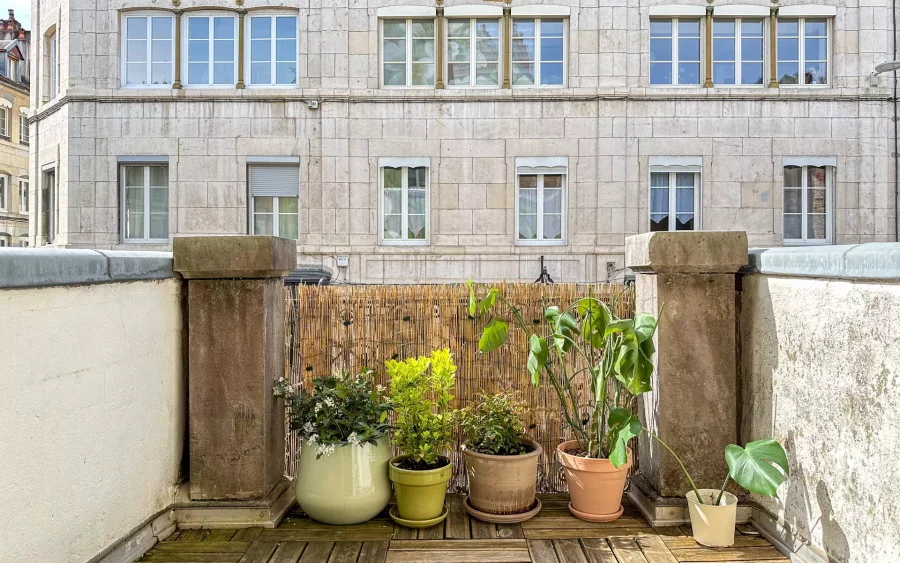 Verdure de l'appartement avec terrasse à Besançon centre-ville - Arrière-Cour immobilier