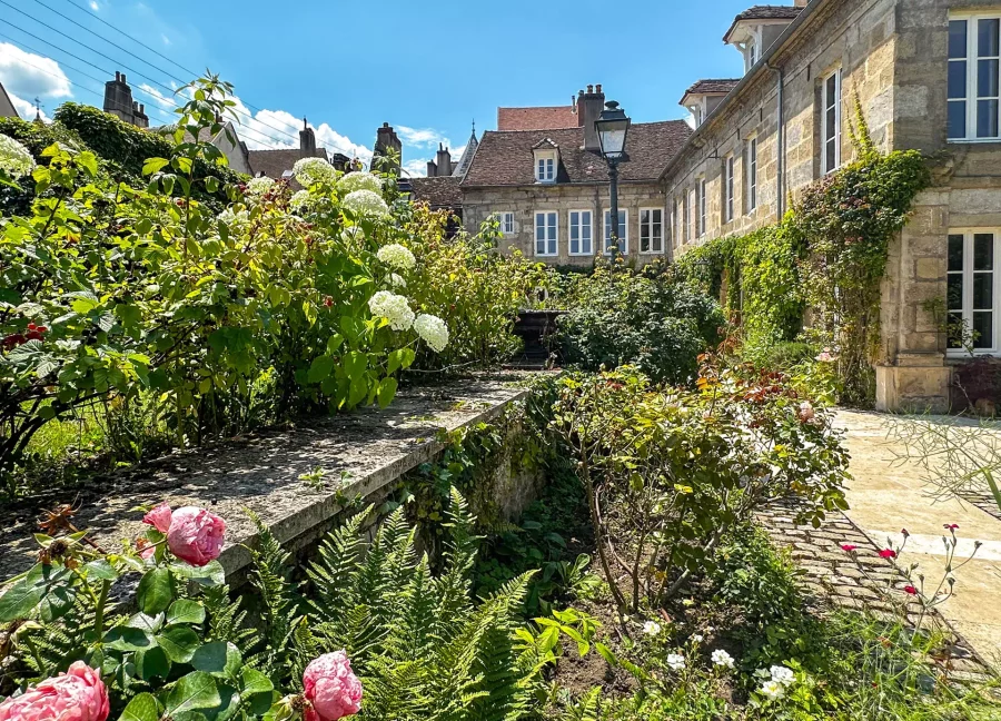 Verdure dans la cour intérieure de l'Hôtel particulier à Autun - Arrière-Cour immobilier, agence immobilière en Bourgogne Franche-Comté