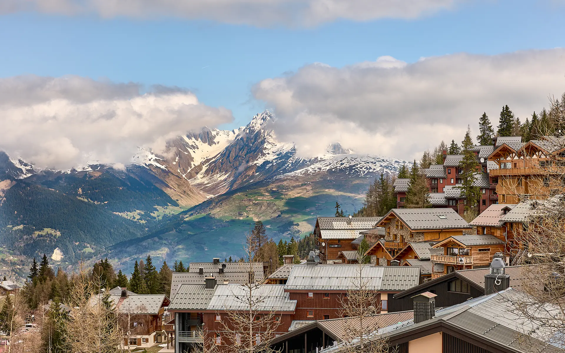 Vue exceptionnelle - chalet d'exception à la Plagne à vendre - Arrière-Cour, agence immobilière spécialisée dans en Savoie