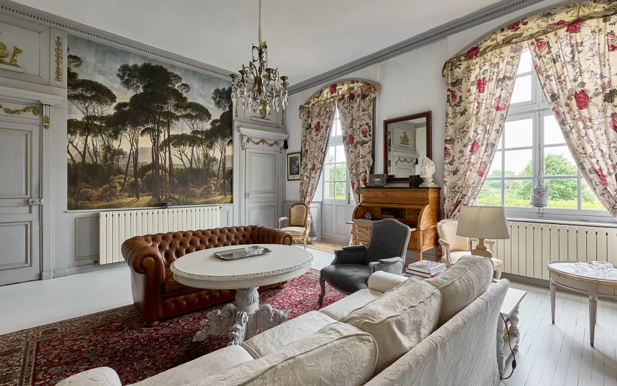 Salon du château à Volon à vendre - Arrière-Cour, agence immobilière spécialisée en Haute-Saône