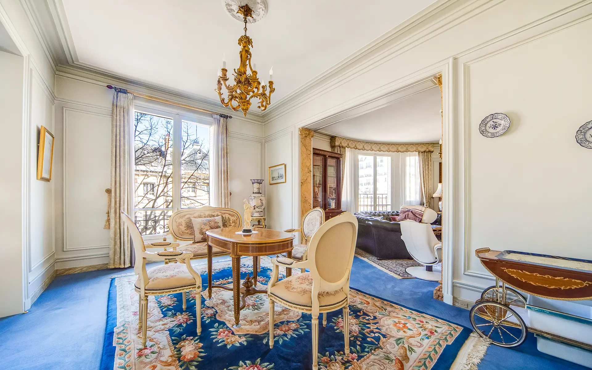 Séjour avec une ambiance royale au coeur de la capitale à vendre - Arrière-Cour, agence immobilière spécialisée à Paris