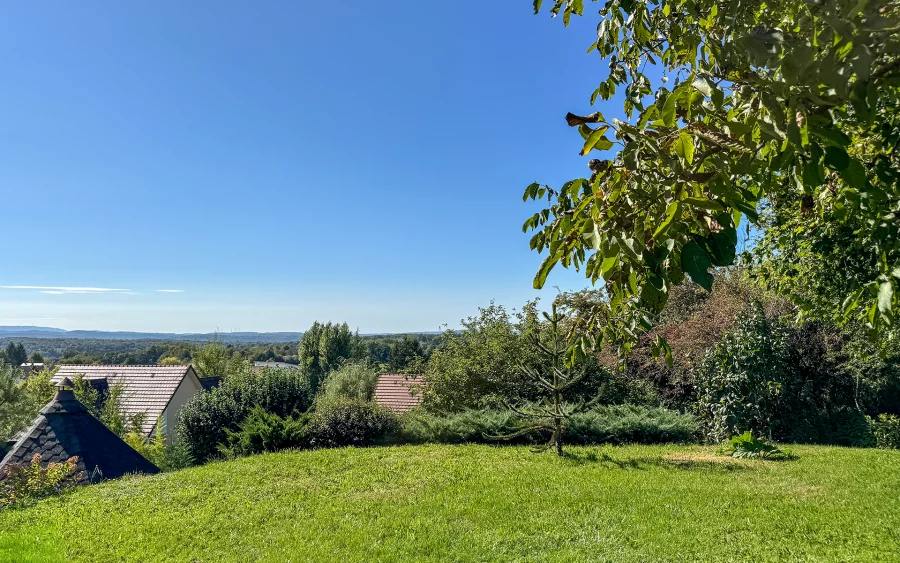 Jardin de la villa avec piscine proche de Montbéliard à vendre - Arrière-Cour, agence immobilière spécialisée dans le Doubs
