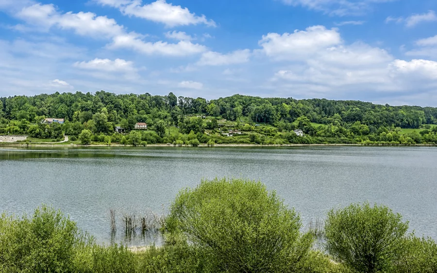 Vue sur le lac de la maison vue sur lac proche de Langres à vendre - Arrière-Cour, agence immobilière spécialisée dans la Haute-Marne