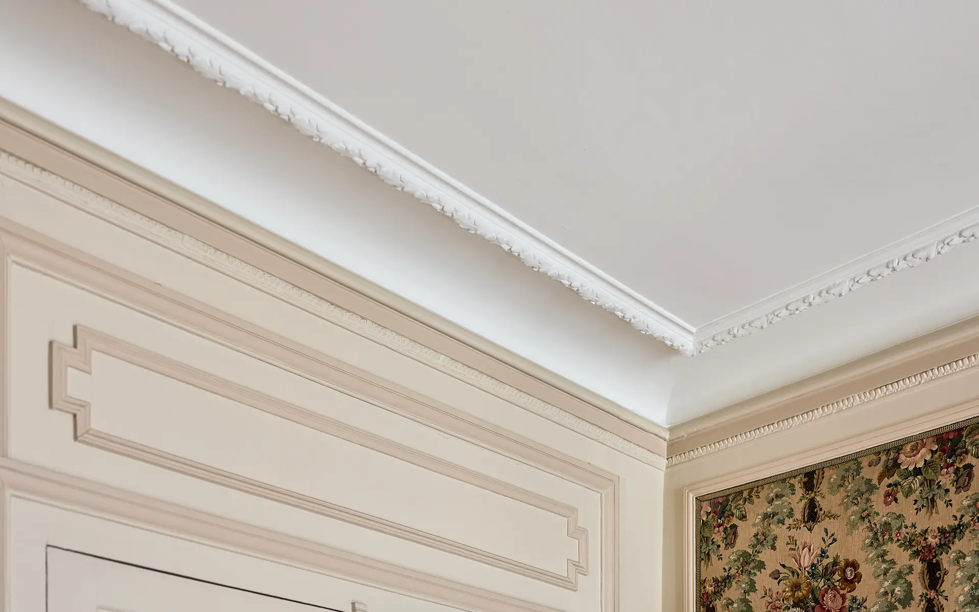 Moulure de l'appartement haussmannien dans le centre historique de Besançon à vendre - Arrière-Cour, agence immobilière spécialisée dans le Doubs