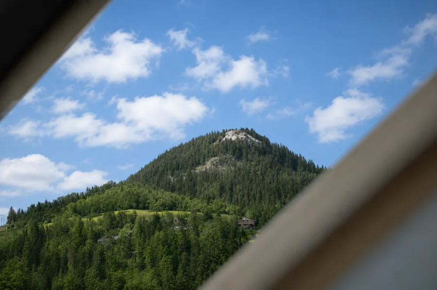 Vue sur les montagnes de la maison familiale avec jardin et vue à Gex à vendre - Arrière-Cour, agence immobilière spécialisée dans l'Ain