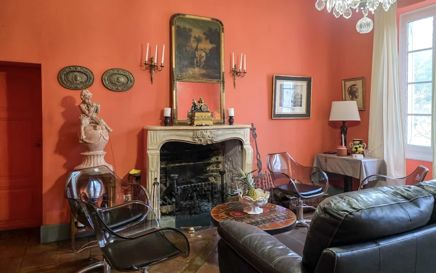 Salon du manoir néoclassique en Occitanie à vendre - Arrière-Cour, agence immobilière spécialisée en Tarn-et-Garonne