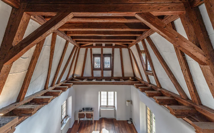 Charpente de la propriété atypique au cœur d’Andlau à vendre - Arrière-Cour, agence immobilière spécialisée en Alsace