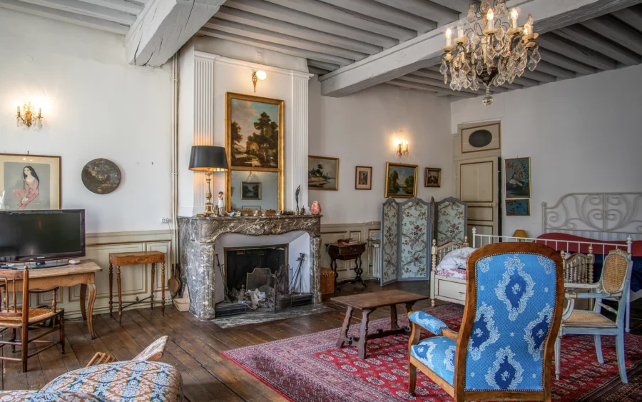 Séjour de l'hôtel particulier du XVIIIe à Langres à vendre - Arrière-Cour, agence immobilière spécialisée en Haute-Marne