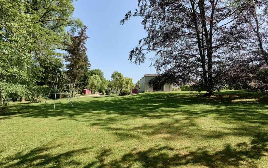Végétation de la maison de famille à l'orée de la forêt de Chaux à vendre - Arrière-Cour, agence immobilière spécialisée dans le Jura