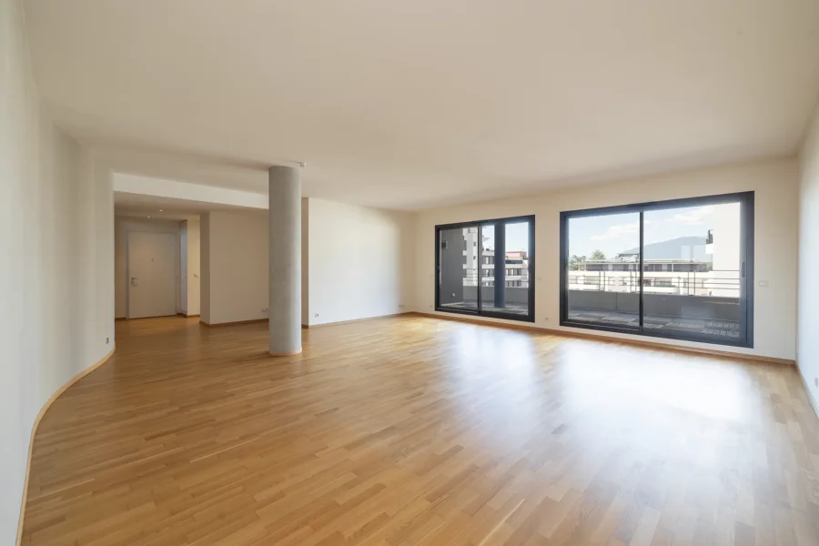 Pièce à vivre de l'appartement familial aux portes de Genève à vendre - Arrière-Cour, agence immobilière spécialisée dans l'Ain