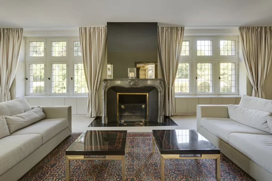 Salon de la maison de maître dans un parc arboré à Besançon à vendre - Arrière-Cour, agence immobilière spécialisée dans le Doubs