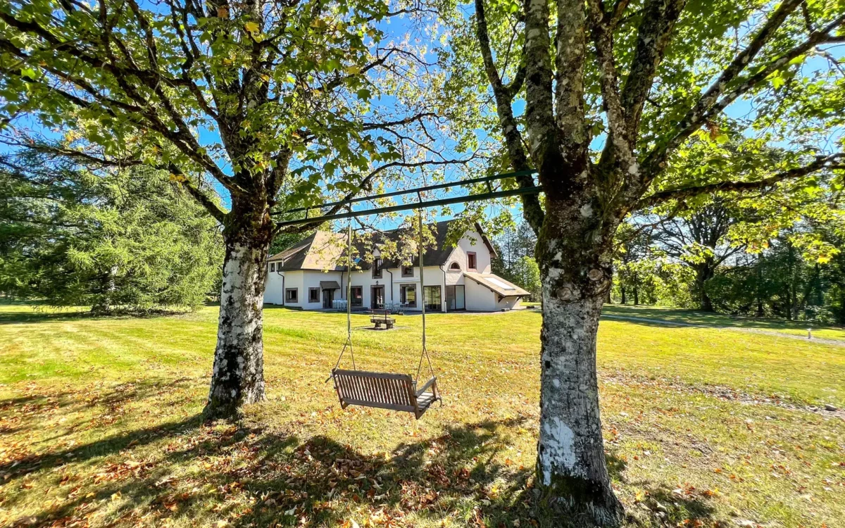 Banc suspendu avec vue de la villa à Saint-sur-Semouse - Arrière-Cour immobilier