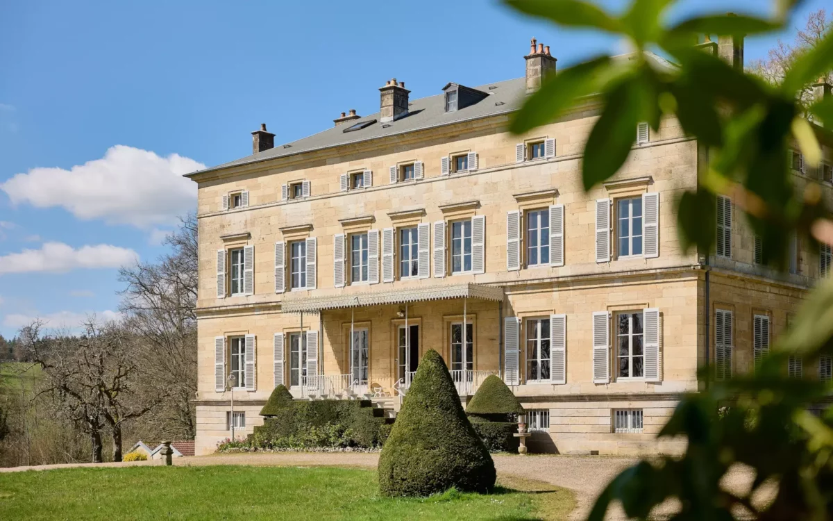 Vue drone du château à Andelarre à vendre - Arrière-Cour, agence immobilière spécialisée à Vesoul