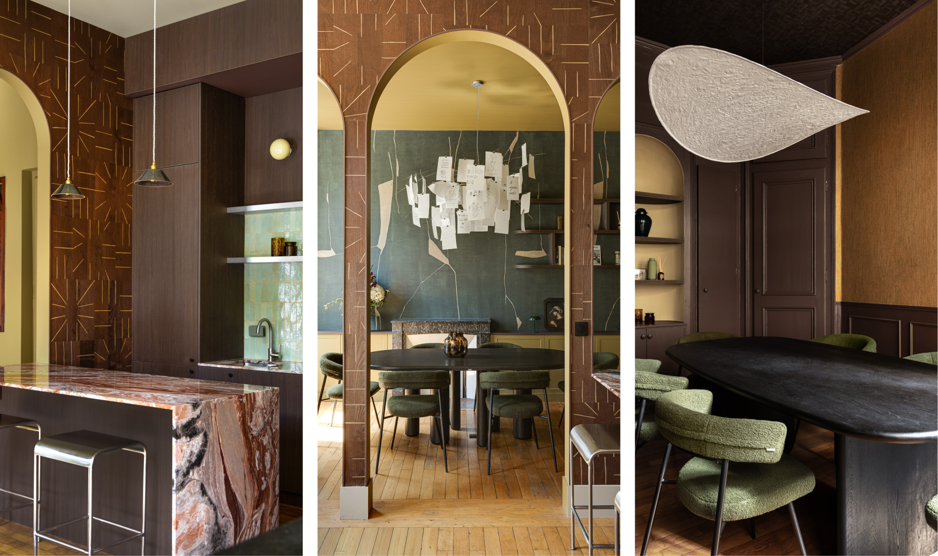 Vues de l’aménagement intérieur des bureaux Arrière-Cour à Besançon, avec cuisine, salle de réunion et mobilier contemporain.