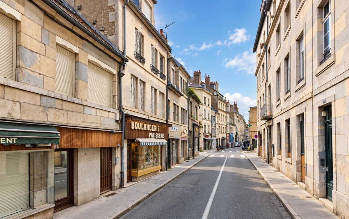 Façade de l'immeuble de rapport au centre ville de Besançon à vendre - Arrière-Cour, agence immobilière spécialisée dans le Doubs
